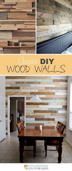 some wood planks are stacked on top of each other to make a wall decoration