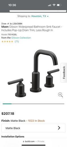 the new faucet is on sale for $ 20, and it's in black