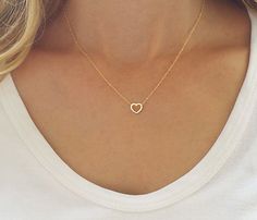 Dainty gold necklace Gold heart necklace Heart by HLcollection Delicate 14k Gold Filled Heart Necklace For Everyday, Dainty Heart Detail Charm Necklace For Valentine's Day, Dainty Charm Necklaces For Valentine's Day, Delicate 14k Gold Filled Heart Pendant Charm Necklace, Delicate Heart Charm Necklace, Simple Charm Necklace With Delicate Chain For Valentine's Day, Delicate 14k Gold Filled Heart Necklace For Valentine's Day, Dainty Gold Charm Necklace With Heart Detail, Dainty Open Heart Charm Necklace With Heart Beads