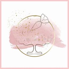 a pink and gold logo with the words sleep and bake on it's side