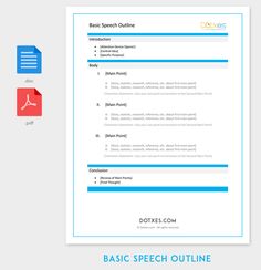 the basic speech outline is shown in blue and red