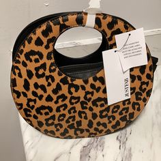 Brown And Black Brand New Bag Brown Bag With Round Handle For On-the-go, Animal Print Handbags, Fanny Pack Purse, Mini Hand Bag, Structured Handbags, Blue Purse, White Purses, Printed Handbags, Pink Sandals