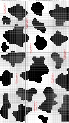 a cross stitch pattern with black and white shapes on the same sheet as shown in red