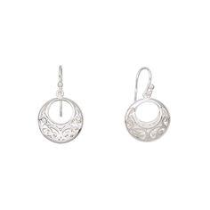 Fancy sterling silver go-go shaped earrings with lovely cut-out scroll designs hang from fishhook ear wires. This elegant style will compliment evening or office wear. Fire Mountain Gems And Beads, Fire Mountain, Fire Mountain Gems, Scroll Design, Fish Hook, Ear Wire, Office Wear, Earring Gifts, Ear Wires