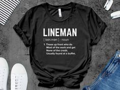 Lineman definition t-shirt football lineman gifts idea for men women kids    Unisex Gildan T-shirt * 100% ring-spun cotton * Sport grey is 90% ring-spun cotton, 10% polyester * Dark heather is 65% polyester, 35% cotton * 4.5 oz/y² (153 g/m²) * Pre-shrunk * Shoulder-to-shoulder taping * Quarter-turned to avoid crease down the center     Unisex Bella Canva Shirt * 100% combed and ring-spun cotton (heather colors contain polyester) * Fabric weight: 4.2 oz (142 g/m2) * Pre-shrunk fabric * Shoulder-to-shoulder taping * Side-seamed     Unisex Bella Canva Tank top * 100% combed and ringspun cotton * Tri-blends are 50% polyester/25% combed/25% ringspun cotton/rayon * Side-seamed, unisex sizing * Sizes - XS-2XL     Women Shirt Next Level 3900 100% combed ringspun cotton (fiber content may vary for Football Mom Shirts Ideas, Sports Shirts Ideas, Funny Football Shirts, Lineman Shirts, Lineman Gifts, Sports Mom Shirts, Gifts Men, Football Mom Shirts, Cute Shirt Designs