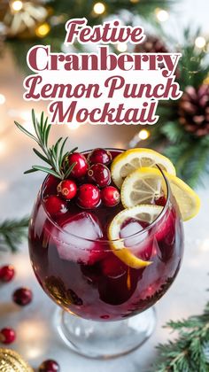 festive cranberry lemon punch mocko cocktail