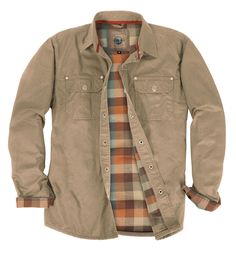 PRICES MAY VARY. Snap Button Up Twill Shirt Jacket with Interior Flannel Lining Snap Button Chest Pockets and Wrist Cuffs, 2 Side Pockets, and 1 Inner Pocket with Velcro Seal Solid Cotton Fabric with Soft Flannel Lining Designed for Comfort and Retaining Warmth. Perfect for Daily use outdoor or indoor leisures; party, travel, sightseeing, excursions, casual day at office, fishing, camping and much more. A relax fit through body jacket. Made with Pre-washed Fabric Men's Snap Button Up Twill Shirt Mens Work Outfits, Colorado Outfits, Mens Outdoor Clothing, Mens Clothing Store, Jean Jacket Men, Concept Clothing, Mens Fashion Rugged, Fall Outfits Men, Mens Flannel Shirt