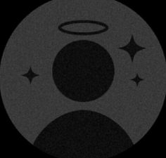 a black and white circle with stars around it