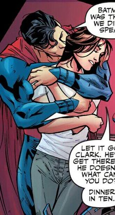 a man and woman hugging each other in the comics