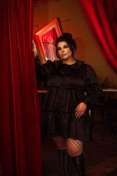 #foxblood #foxbloodshop #plussize #plussizefashion #altfashion #altaesthetic #altstyle #aesthetic #altgirl #gothfashion #outfitinspiration #outfitideas #styleinspo #aestheticoutfit #style #fashioninspo #ootd #outfits #halloween #circus #carnival #vampire #halloweenoutfits Plus Size Satin Dress, Goth Look