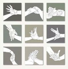 several hands are shown with different gestures on them