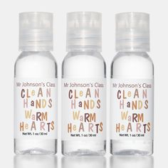 Clean Hands Warm Hearts Fall Colors Custom Hand Sanitizer Gender: unisex. Age Group: adult. Mini Hand Sanitizer, Relief Society Birthday, Whimsical Typography, Corporate Giveaways, Activity Day Girls, Fall Classroom, Handwritten Typography, Baby Shower Crafts, Hand Sanitizer Holder