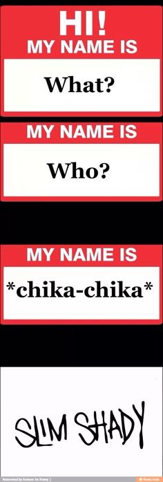 three different types of stickers that say what is my name and the other two are in