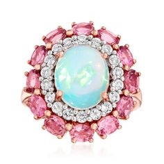 Opal and 1.80 ct. t.w. Emerald Marquise Ring with .17 ct. t.w. Diamonds in Sterling Silver | Ross-Simons Natural Opal Jewelry, Multi Gem Ring, Sky Blue Topaz Ring, White Topaz Earrings, Opal Drop Earrings, The Bling Ring, Opal Birthstone, Ethiopian Opal Ring, Opal Pendant Necklace