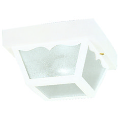 a white ceiling light with an open box on the top and one light in the middle