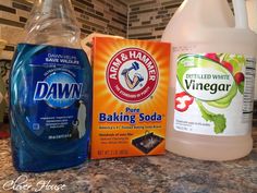 three different types of cleaning products on a counter