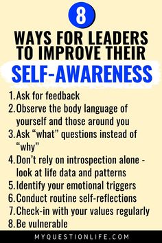 the 8 ways for leaders to improve their self - awareness