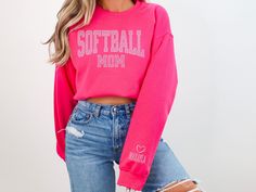 ⚾ Celebrate your journey as a dedicated softball mom with our custom "Softball Mom" sweatshirt! Whether you've spent countless hours at the ballpark or you're just starting your softball mom adventure, this sweatshirt is the perfect way to showcase your love and support for your young athlete. 🧡 Crafted with care and designed with a touch of nostalgia, this sweatshirt combines comfort and style. It features the charming softball mom slogan, capturing the essence of your memorable moments in the Marching Band Mom, Sports Mom Gifts, Game Day Sweatshirt, Custom Softball, Sport Mom, Gymnastics Mom, Band Mom, Pom Pom Girl, Volleyball Mom