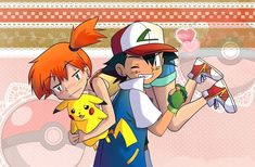 two pokemon characters are holding each other and posing for the camera with their arms around one another