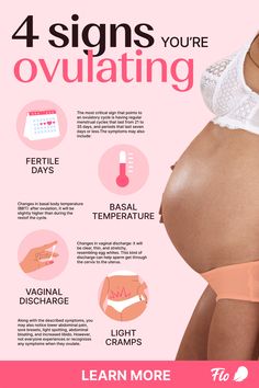 a pregnant woman's stomach with the words 4 signs you're ovulating