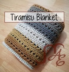 there is a crocheted blanket on the floor with text overlay that reads, tramisu blanket