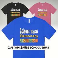 Custom School Name Shirt, Back to school Shirt, First Day of School Shirt, Teachers Gift, Kindergarten Shirt, Bella Canvas Youth Adult Shirt **Bella Canvas T-Shirt - Adult and Youth sizes. Design print is DTF; vibrant colors, soft, smooth and long lasting after washes. Use washing instructions on the Shirt. Best Separate Colors when washing to avoid dying and discoloration. Please pick shirt color, size and enter school name in the box. If you have any questions please contact us. Thank you. Bel First Day Of School Shirt, Kindergarten Shirts, Adulting Shirts, School Shirts, School Outfit, First Day Of School, Washing Instructions, First Day, Shirt Color