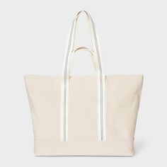 Tote Handbag - Universal Thread™ Off-White Affordable White Canvas Bag For Vacation, Everyday Beach Bag With Double Reinforced Handles, Versatile Double Handle Beach Bag, White Canvas Tote Bag With Top Carry Handle, Lightweight Cream Tote Bag, White Tote Canvas Bag For Daily Use, Cream Lightweight Tote Bag, Totes For Teachers, Cotton Handbag