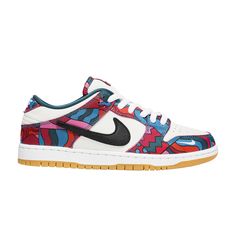 Find NIKE Parra X Dunk Low Pro Sb 'abstract Art on Editorialist. The Parra x Nike Dunk Low SB is drawn from a collaborative series paying tribute to the 2021 Summer Olympics in Tokyo, where the sport of skateboarding makes its official debut. The Dutch artist Piet Parra dresses the low-top in off-white leather with abstract-print textile overlays in a blend of blue, red, pink and teal hues — an eye-catching design repeated on Nike SB’s Olympic Federation Kits. A truncated black leather Swoosh adorns the quarter panel, while a white mini-Swoosh is embroidered on the lateral forefoot. A tacky gum rubber outsole provides durable traction underfoot. White Dunk Low, Nike X Off White, Off White Dunk, Adidas Yeezy Black, Nike Flight, Nike Air Jordan 11, Black Cement, Air Jordan 3 Retro, Nike Dunk High