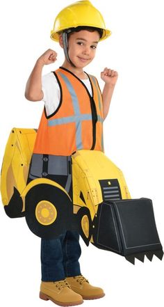 a young boy dressed as a construction worker