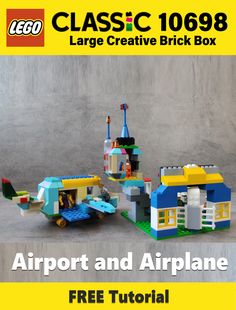 an advertisement for a lego airport and airplane set with instructions to make it look like the plane