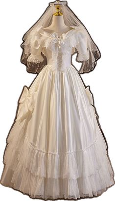 Vintage Cream Ball Gown Dresses, Vintage Dresses For Debutante Ball, Vintage White Dress For Costume Party, Vintage Ruffle Dress For Banquet, Vintage White Petticoat For Costume Party, Vintage Victorian Dress With Ruffles For Debutante Ball, Vintage Satin Victorian Ball Gown, Vintage Satin Victorian Ball Gown Dress, Vintage Fitted Petticoat For Costume Party