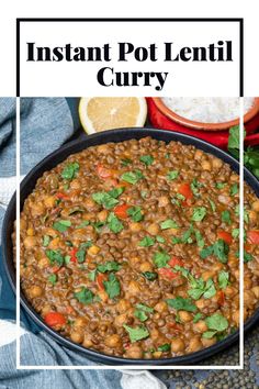 instant pot lentil curry in a skillet