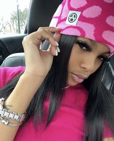 Lash Extensions Pink, Beanie Selfie, Aesthetic White Nails, Pink Beanie, Girls Support Girls, Pink Beanies, Aesthetic White, Natural Hair Styles Easy, African Traditional Dresses