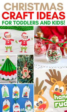 Collage of Christmas crafts for kids to make for toddlers, preschool, kindergarten, and elementary school kids, including ornaments, handprint crafts, gifts, and more. Easy Christmas Arts And Crafts, Easy Christmas Crafts For Kids, Christmas Handprint Crafts, Creative Christmas Crafts, Christmas Wreath Craft, Crafts For Toddlers, Handprint Christmas, Easy Christmas Ornaments, Christmas Crafts For Toddlers