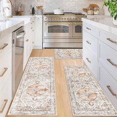 the kitchen is clean and ready to be used as a placemat or floor mat