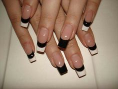 Noir french pt 2 Rectangle Nails, White French Nails, January Nails, Nails Natural, Fabulous Hair, Finger Nails, Simple Acrylic Nails, Latest Nail Art, Design Nails