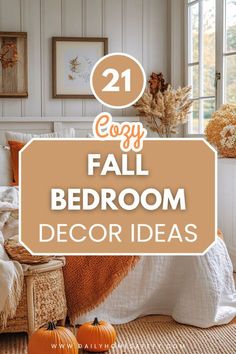 cozy fall bedroom decor ideas with pumpkins