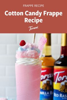 cotton candy frappe recipe in a mason jar