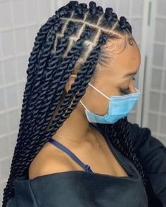 Twist With Cornrow Styles, Twisted Box Braids Hairstyles, Cute Twist Braids Hairstyles, Big Long Twist Braids, New Hair Braids Styles, Box Twist Braids Black Women, Twist Long Braids Hairstyles, Twists Long Braids, Big Twisting Braids