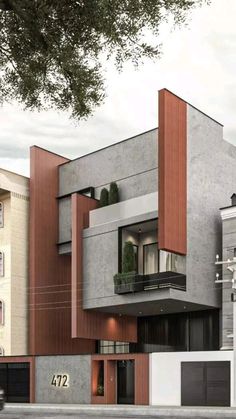 an artist's rendering of a modern house in the middle of a city street