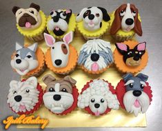 cupcakes made to look like dogs and cats