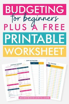 the free printable worksheet for budgeting for beginners is shown here