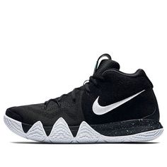 the nike basketball shoe is black and white