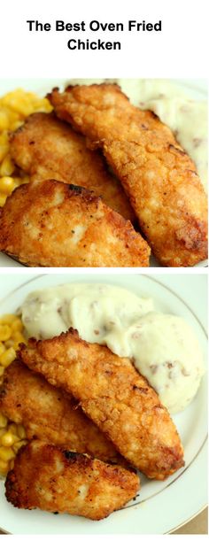 the best oven fried chicken recipe with corn on the cob and mashed potatoes