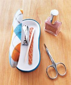 an eyeglass case as manicure kit on a table