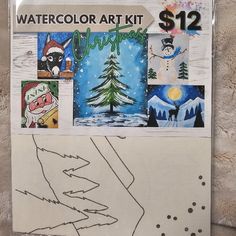 the watercolor art kit is in its package with instructions for how to draw it