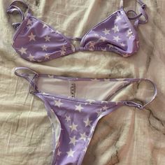 Cute Lavender Bikini With White Stars. Never Worn. New Without Tags. White Stars, Color Purple, Womens Swim, Lavender, Swimming, Size Medium, Tags, Stars, Purple