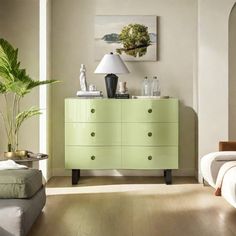 a living room scene with focus on the dresser