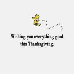 a yellow duck flying through the air with words above it saying wishing you everything good this thanksgiving