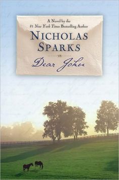 the cover of nicholas sparks'book dear john, featuring two horses grazing in a field